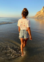 Load image into Gallery viewer, "Riding with a Smile" Pocket Tee (Guava on White) - Landy Wetsuits