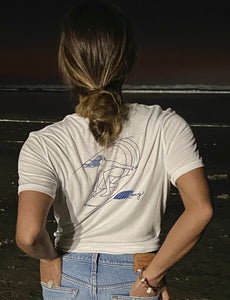 "Riding with a Smile" Pocket Tee (Marine on White) - Landy Wetsuits